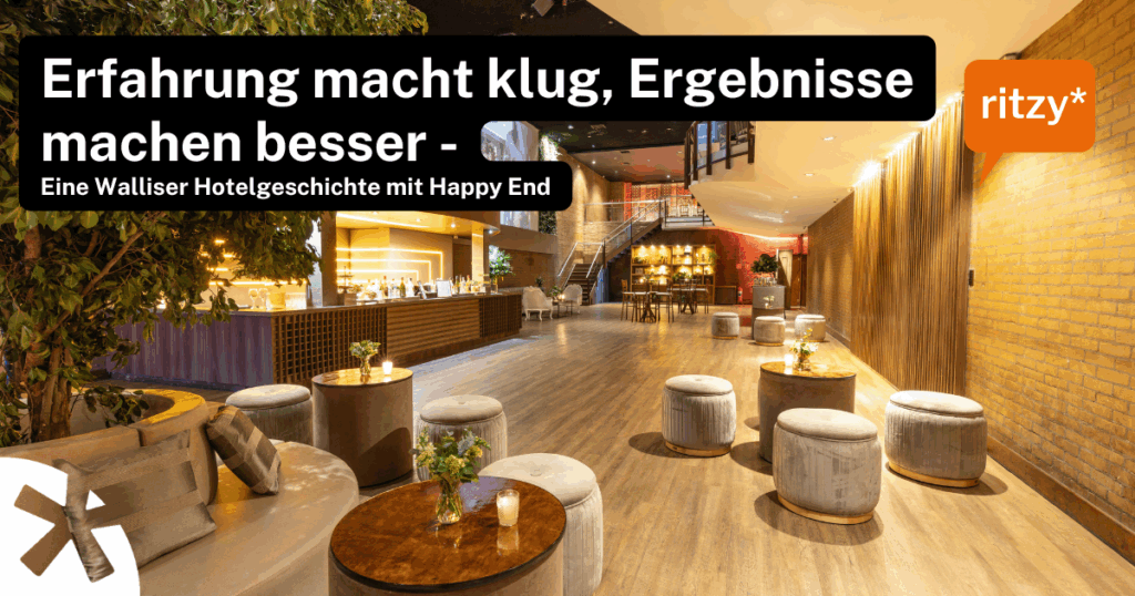 Erfahrung macht weitsichtig, gute Ergebnisse machen besser – visuelles Symbol für die Erfolgsgeschichte eines Walliser Hotels.